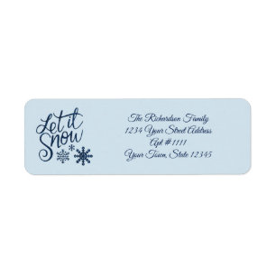 Blue Winter Let It Snow Return Address Labels