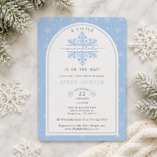 Blue Winter Little Snowflake Baby Shower Invitation