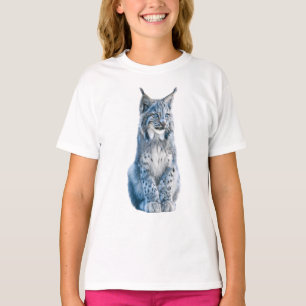 Blue Winter Lynx Wildcat Portrait Kids T-Shirt