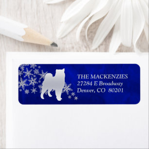 Blue Winter Malamute Return Address