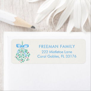 Blue Winter Mistletoe Baby Shower Return Address
