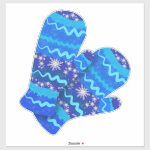 Blue Winter Mittens   Holiday Large