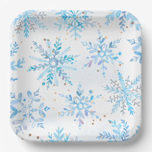 Blue Winter Onederland Party Plates