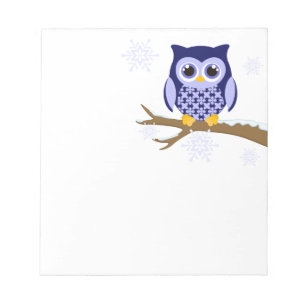 Blue winter owl notepad
