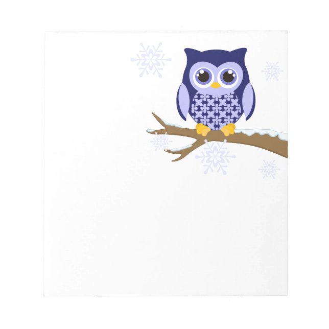 Blue winter owl notepad (Front)