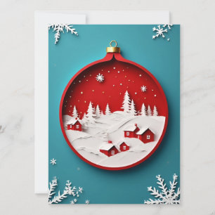 ❄️ Blue Winter Paper Ornament Christmas Village Card