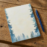 Blue winter pine trees plain notepad<br><div class="desc">This pretty note paper features a delicate hand painted style watercolor illustration of snow dusted pine trees set against a soft blue winter sky. The gentle snowflakes and frosty evergreens create a tranquil, wintry woodland scene filled with calm and rustic charm. Ideal for letter writing, to do lists, and seasonal...</div>