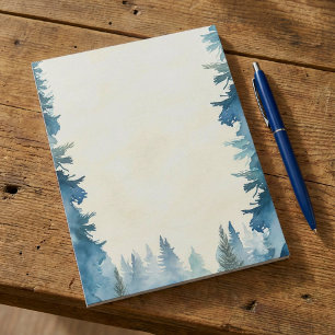 Blue winter pine trees plain notepad