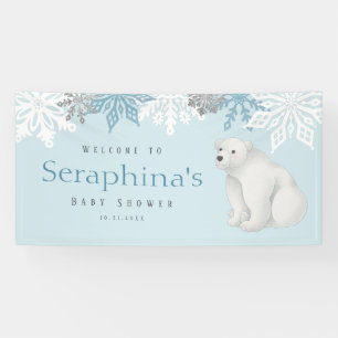 Blue Winter Polar Bear Baby Shower Banner