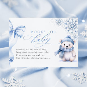 Blue Winter Polar Bear Books for Baby Card