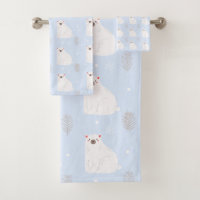 Blue Winter Polar Bear Pattern Nursery Decor