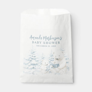Blue Winter Polar Bear Watercolor Baby Shower Favour Bag