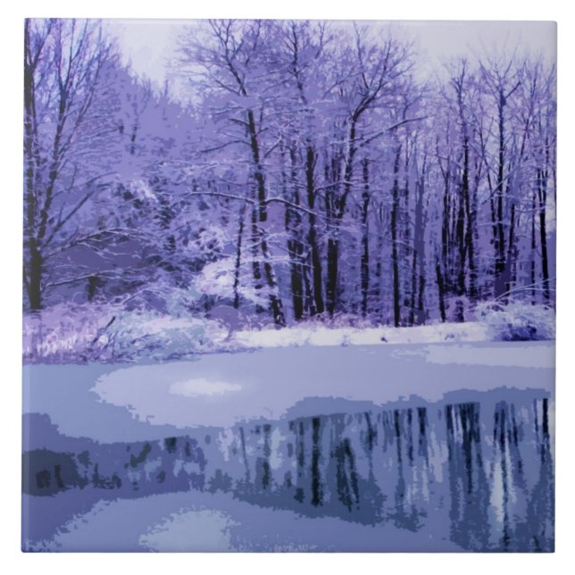 Blue Winter Pond Tile (Front)