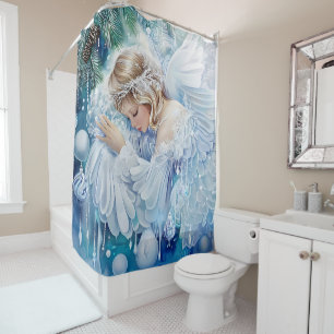 Blue Winter Shower Curtain