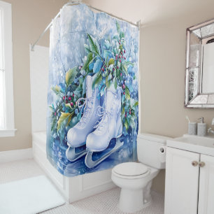 Blue Winter Shower Curtain