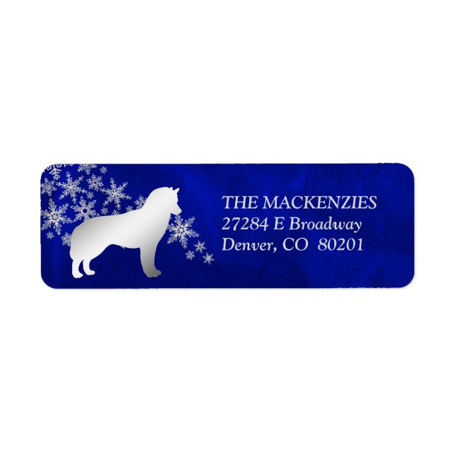 Blue Winter Siberian Husky Return Address (Front)