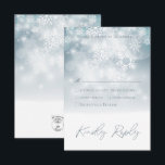 Blue Winter Snow Modern Wedding  RSVP Card<br><div class="desc">This design features a soft bokeh blue sky highlighting a snowfall on a bed on white. This design is part of the Blue Winter Snow Modern Wedding Suite Collection.</div>