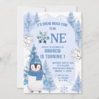 Blue Winter Snow Much Fun First Birthday 