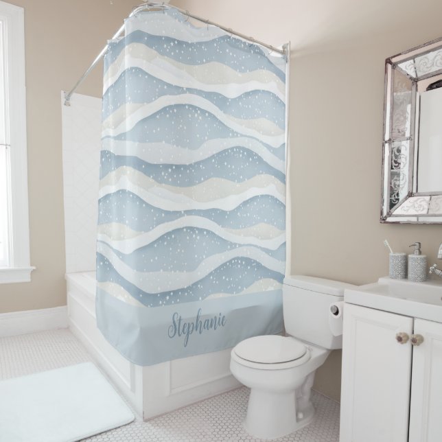 Blue Winter Snowfall Wave Personalized Pattern (In Situ)