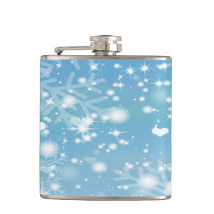 Blue Winter Snowflake Design Hip Flask