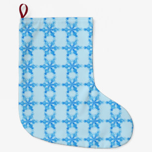 Blue Winter Snowflake Large Christmas Stocking