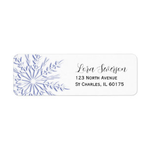 Blue Winter Snowflake on White Return Address