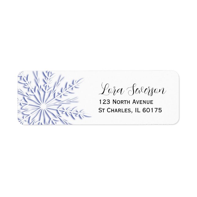 Blue Winter Snowflake on White Return Address (Front)