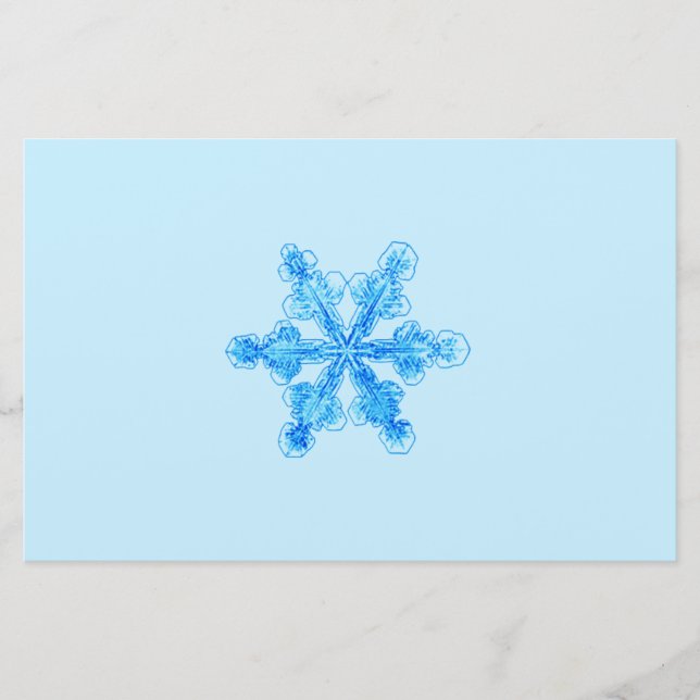Blue Winter Snowflake Stationery (Front)