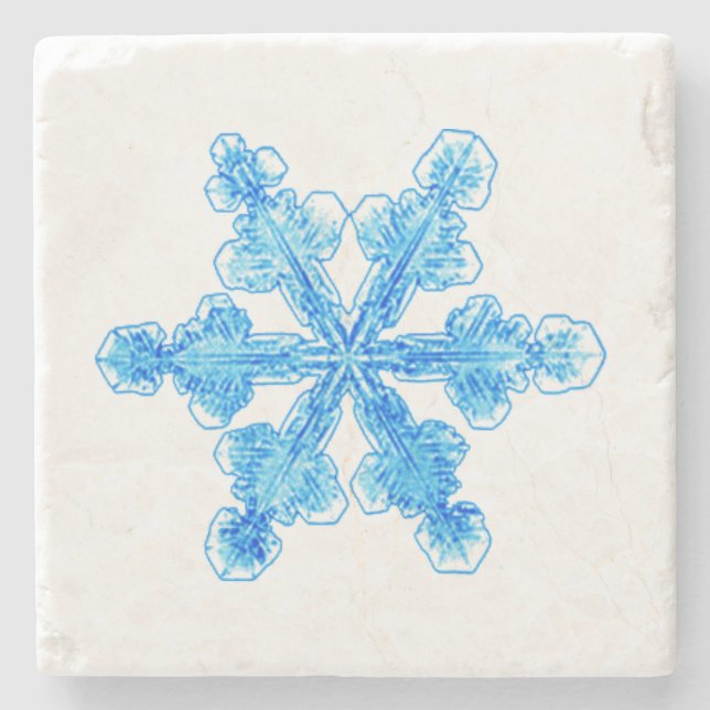 Blue Winter Snowflake Stone Coaster (Front)
