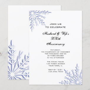 Blue Winter Snowflakes Anniversary Party Invite