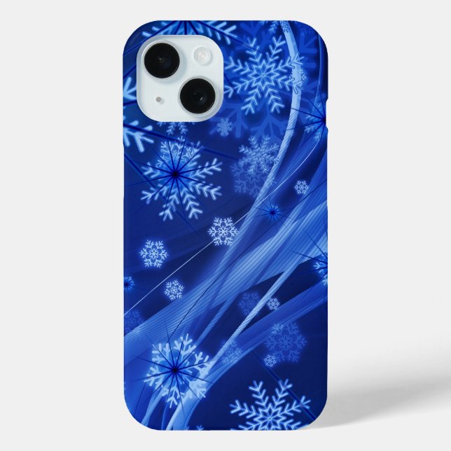 Blue Winter Snowflakes Christmas Case-Mate iPhone Case (Back)