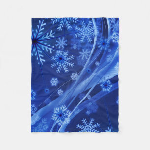 Blue Winter Snowflakes Christmas Fleece Blanket