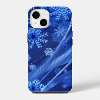 Blue Winter Snowflakes Christmas iPhone 14 Case