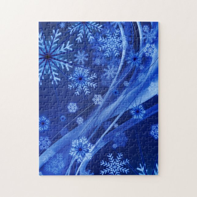 Blue Winter Snowflakes Christmas Jigsaw Puzzle (Vertical)
