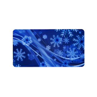 Blue Winter Snowflakes Christmas Label