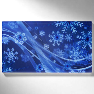 Blue Winter Snowflakes Christmas Name Tag