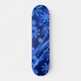 Blue Winter Snowflakes Christmas Skateboard
