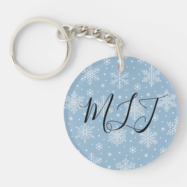 Blue Winter Snowflakes Initial Monogram  (Devant)