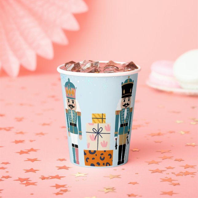 Blue Winter Snowflakes Nutcracker Baby Shower Paper Cups (Insitu)