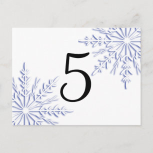 Blue Winter Snowflakes on White Table Number Postcard