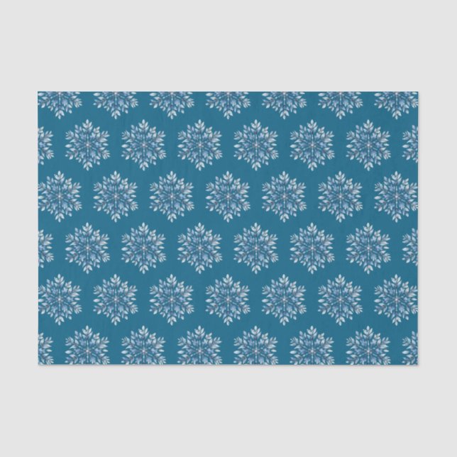 Blue Winter Snowflakes Tissue Paper (Front)