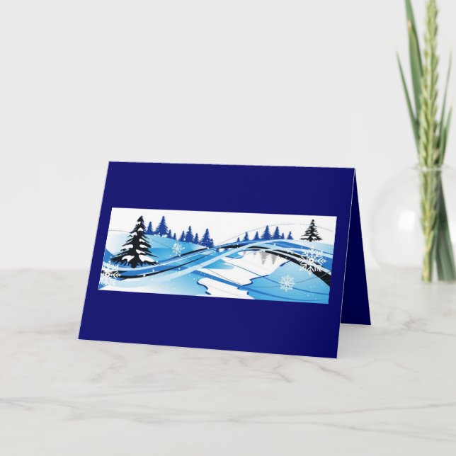 Blue Winter Spelndor Holiday Card (Front)