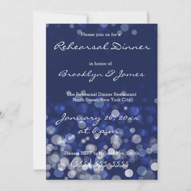 Blue Winter Themed Wedding Rehearsal Invites (Front)
