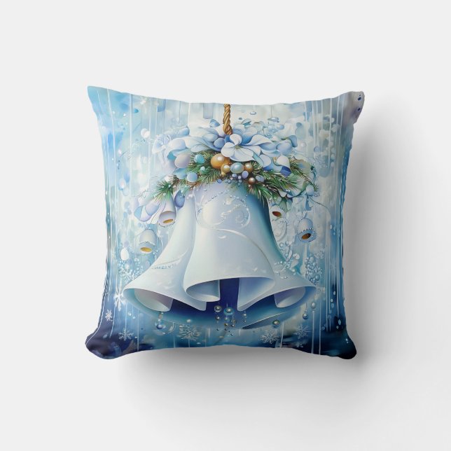 Blue Winter Throw Pillow (Front)