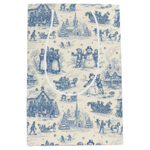 Blue Winter Toile Chinoiserie Medium Gift Bag