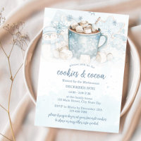 Blue Winter Watercolor Cookies and Cocoa Party