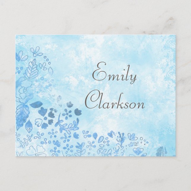 Blue Winter Watercolor style Postcard (Front)