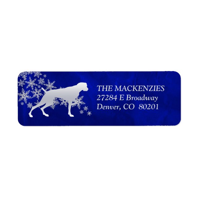 Blue Winter Weimaraner Return Address (Front)