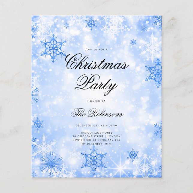 Blue Winter Wonder Holiday Invite Program & Menu (Front)