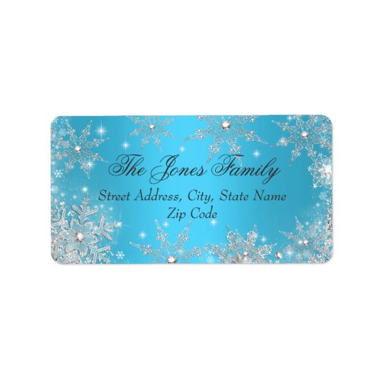 Blue Winter Wonderland Christmas Address Labels